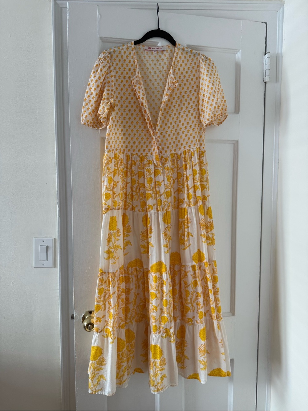 Yellow Floral Tiered Maxi Dress by